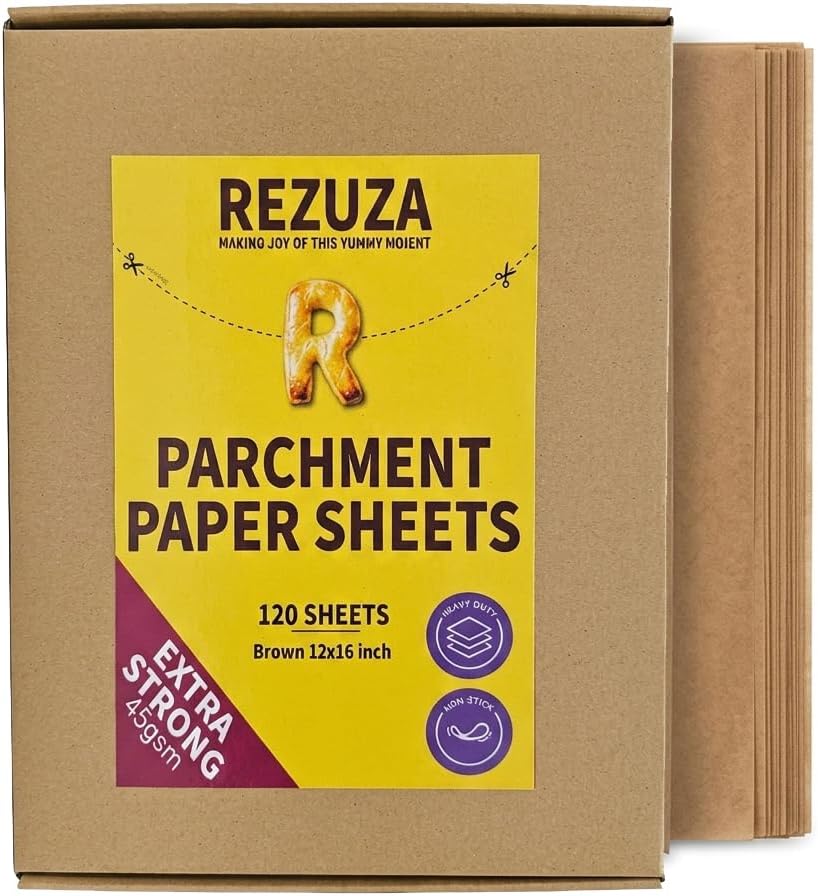 Parchment Paper 12x16 Inch 120 Pre-Cut Sheets, Extra Strong 45g/m²Paper for Baking