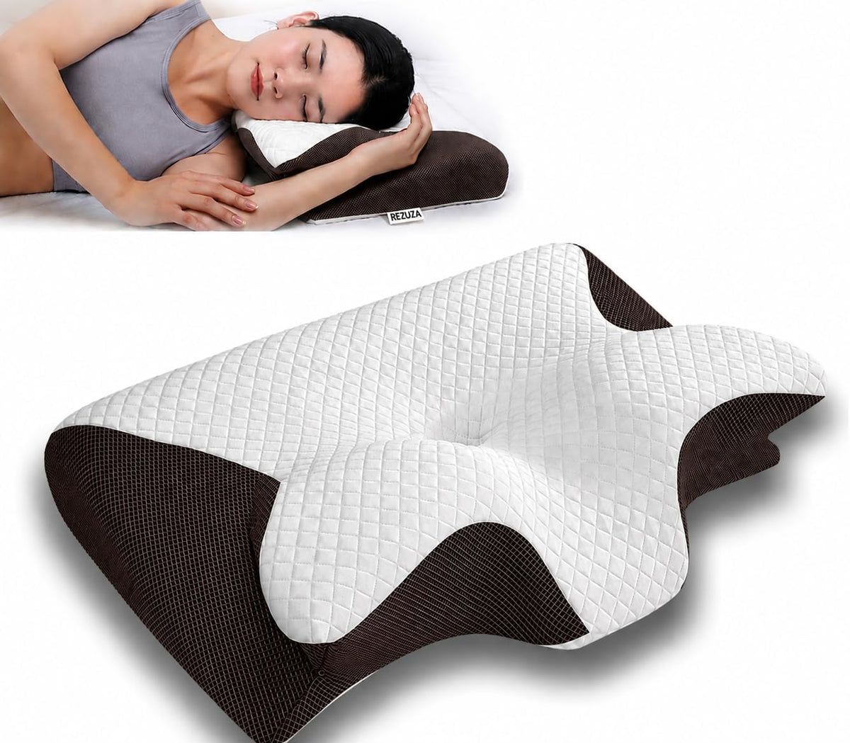 Memory Foam Cervical Pillow, 2-in-1 Ergonomic Contour Orthopedic
